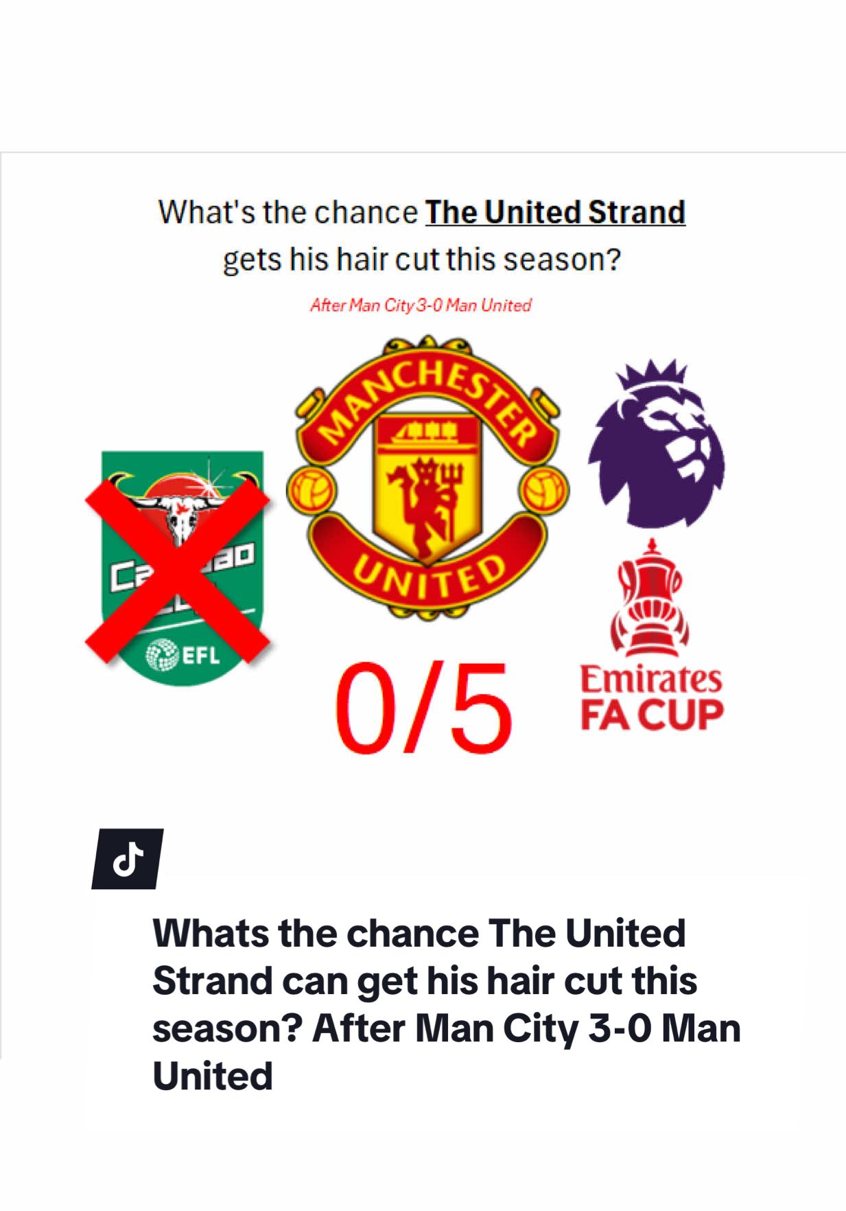 Whats the chance @TheUnitedStrand can get his hair cut this season? After Man City 3-0 Man United. Surely it’s over by day 1,000 right… #PremierLeague #prem #epl #manchesterunited 