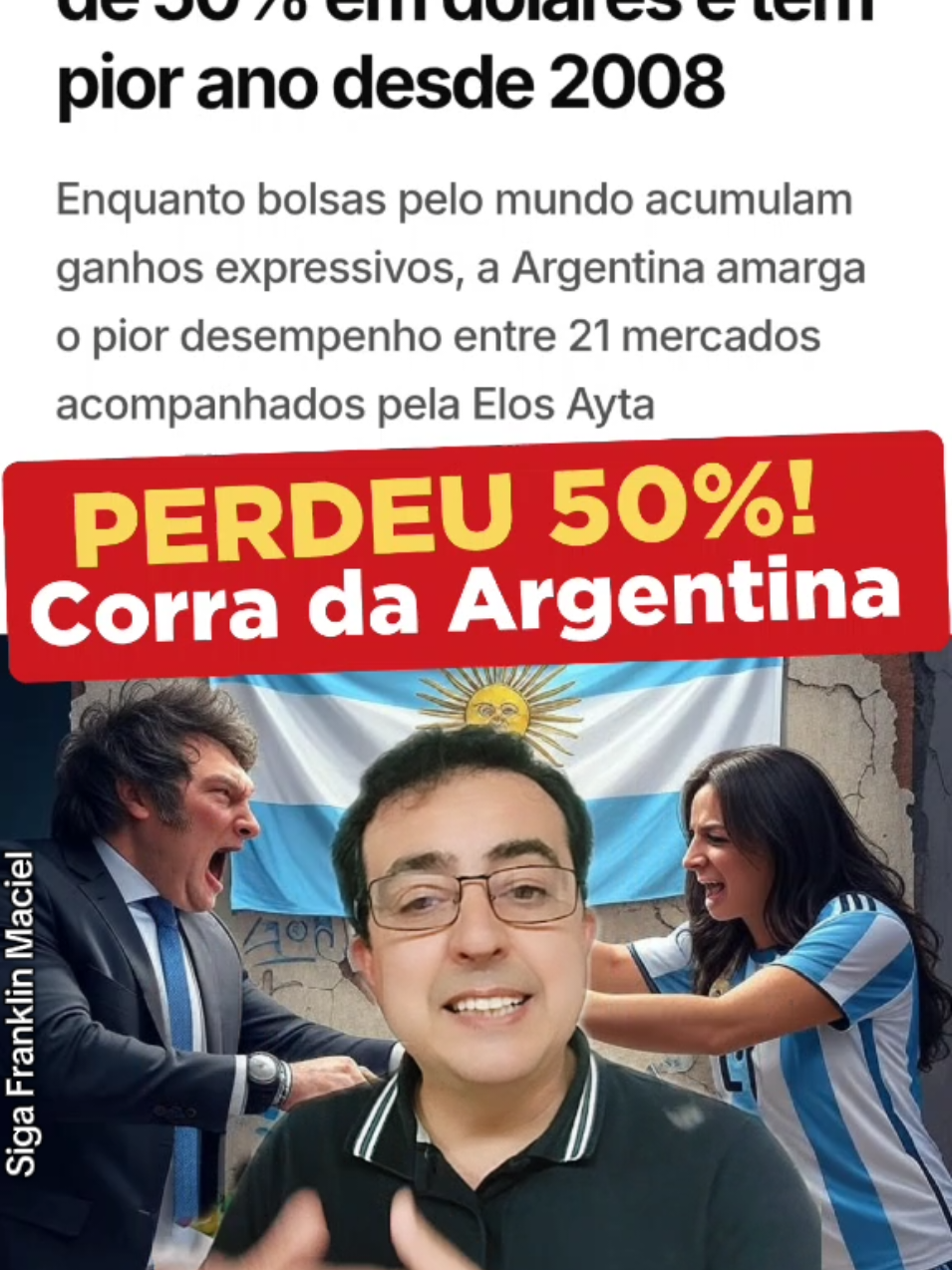 Perdeu Hermano! Com Milei, bolsa Argentina perde 50% do valor em 2025 #ArgentinaEmCrise #BolsaDespenca  #EfeitoMillei #perderdinheiro   #EconomiaEmColapso