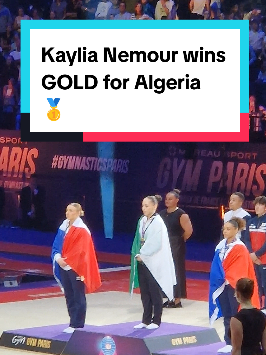 Kaylia Nemour au sommet du podium à la coupe du Monde de Paris ! #gymnastique #unevenbars #kaylianemour #gymnastics #gymnasticstiktok 