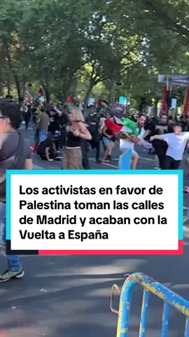 La escalada de violencia de los manifestantes en favor de Palestina obliga a la organización a suspender la última etapa a 43 kilómetros para la meta. Vingegaard, ganador sin ceremonia. #lavuelta #guerraengaza #manifestaciones #israel #palestina 