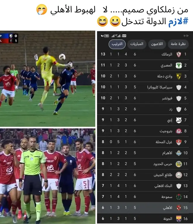 #من زملكاوي صميم..... لا   لهبوط الأهلي 🤭 #لازم الدولة تتدخل😀😆نهاية المباراة  إنبي : 1 🆚   الاهلي  : 1 #دوري_nile  #ONSport  Coca-Colaالأهلي يتعادل مع إنبي 1/1  #خفاجي 