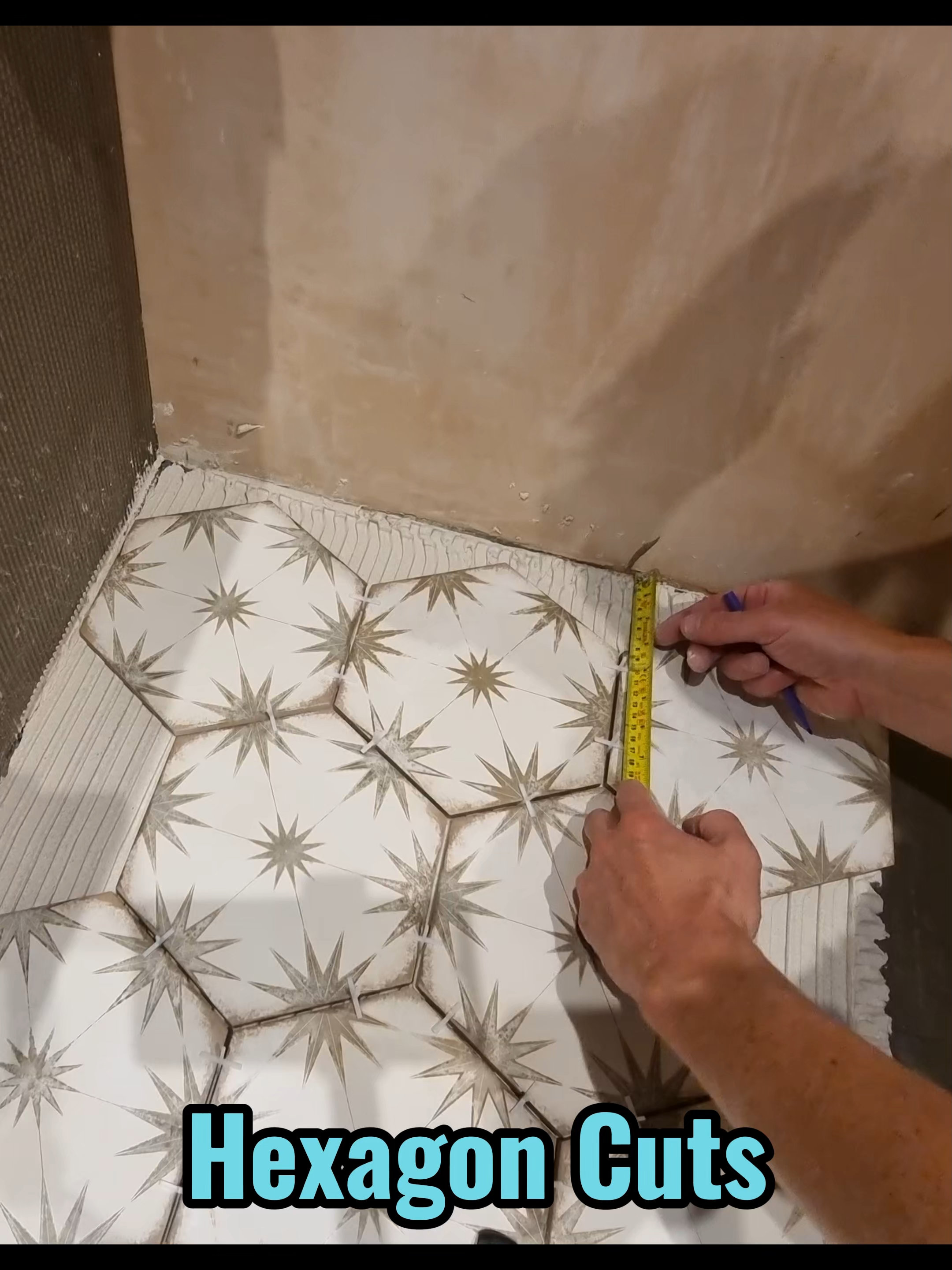 Cutting Hexagon Floor Tiles#DIY #tiling #tipoftheweek #bathroomdesign #bathroom #tilingtips