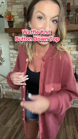 The perfect top for layering. 🥰 #waffleknit #layeringoutfits #fallfashion #cutetops #tiktokshopcreatorpicks 