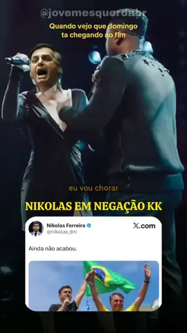 Todo fim de domingo é essa sensação, a gente entra em negação tal qual o nikolas…