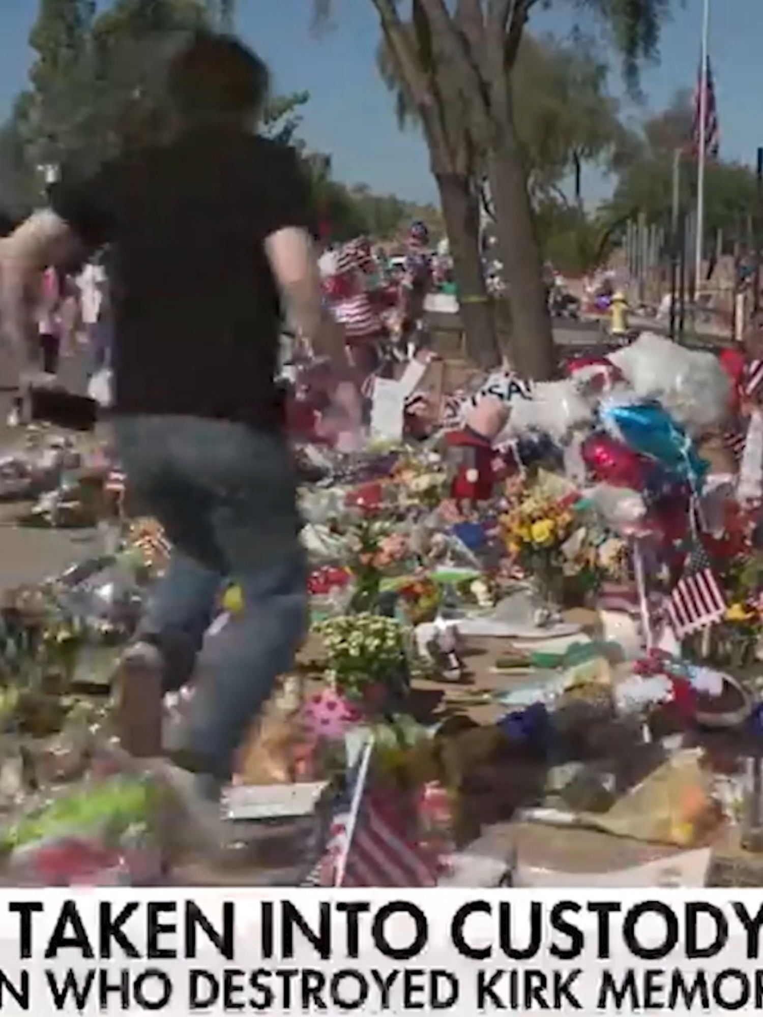 Man Tackled, Arrested After Desecrating Kirk Memorial at TPUSA HQ -- PHOENIX, September 14, 2025 — Tensions flared outside Turning Point USA headquarters after a man was arrested for trampling a community memorial honoring Charlie Kirk. According to Fox News, witnesses reported the suspect — identified as 19-year-old Ryder Corral — kicked over flowers, vases, and balloons at the site before being tackled by an onlooker. Phoenix police confirmed Corral was taken into custody on charges of trespassing and destroying a community memorial. Observers noted that Corral appeared to be wearing a shirt similar to the one worn by Kirk’s alleged assassin during the Utah shooting — featuring a U.S. flag and eagle logo. “Make of that what you will. That disturbed me and everybody who is sane and sober in this country,” one report said. The incident comes amid controversy over public reaction to Kirk’s killing. Critics pointed to disturbing trends, such as online fundraisers for the accused shooter climbing toward a million dollars, and media commentators praising the suspect’s physical appearance. “Instead of being a 99-to-1 issue — this guy deserves the death penalty — we had people online raising money and talking about his abs. That shows you this country is in a really bad place,” the report concluded. 🔥🕊️ Join the Movement, Feel the Vibe, TrumpRap.com — Where Truth & Rhythm Collide! 🕊️🔥 #️⃣ #CharlieKirk #Phoenix #Memorial #TurningPointUSA #FoxNews