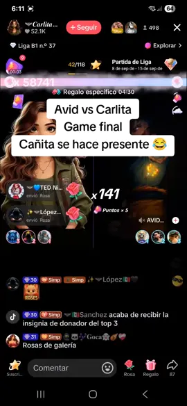 Avid vs Carlita batalla de rosas Game 2@La Reina 🌽👑 #cañita#avid #LIVEIncentiveProgram #MyLIVEJourney #PaidPartnership #viral @Cañita💛🌽 @AVID⚔️