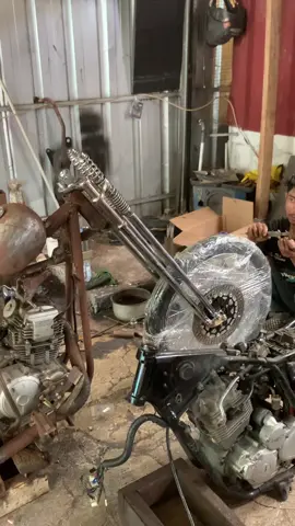 project skinny chopper sx225 on progress⛓️ #chopper #scorpio225 #custom #chopperindonesia #ftw 