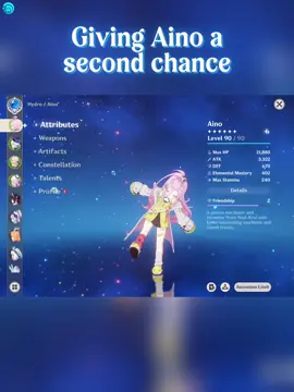 I wonder if mavuika sig works on her 🙄 #aino #hydro #GenshinImpact #hoyocreators #delulu_ceo #hydromain aino showcase