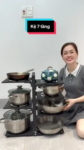 Kệ để xoong nồi 7 tầng tiện ích! Vừa chắc vừa bền #xuhuong #phuongconuong #kexoongnoi #kedanang #kenhabep 