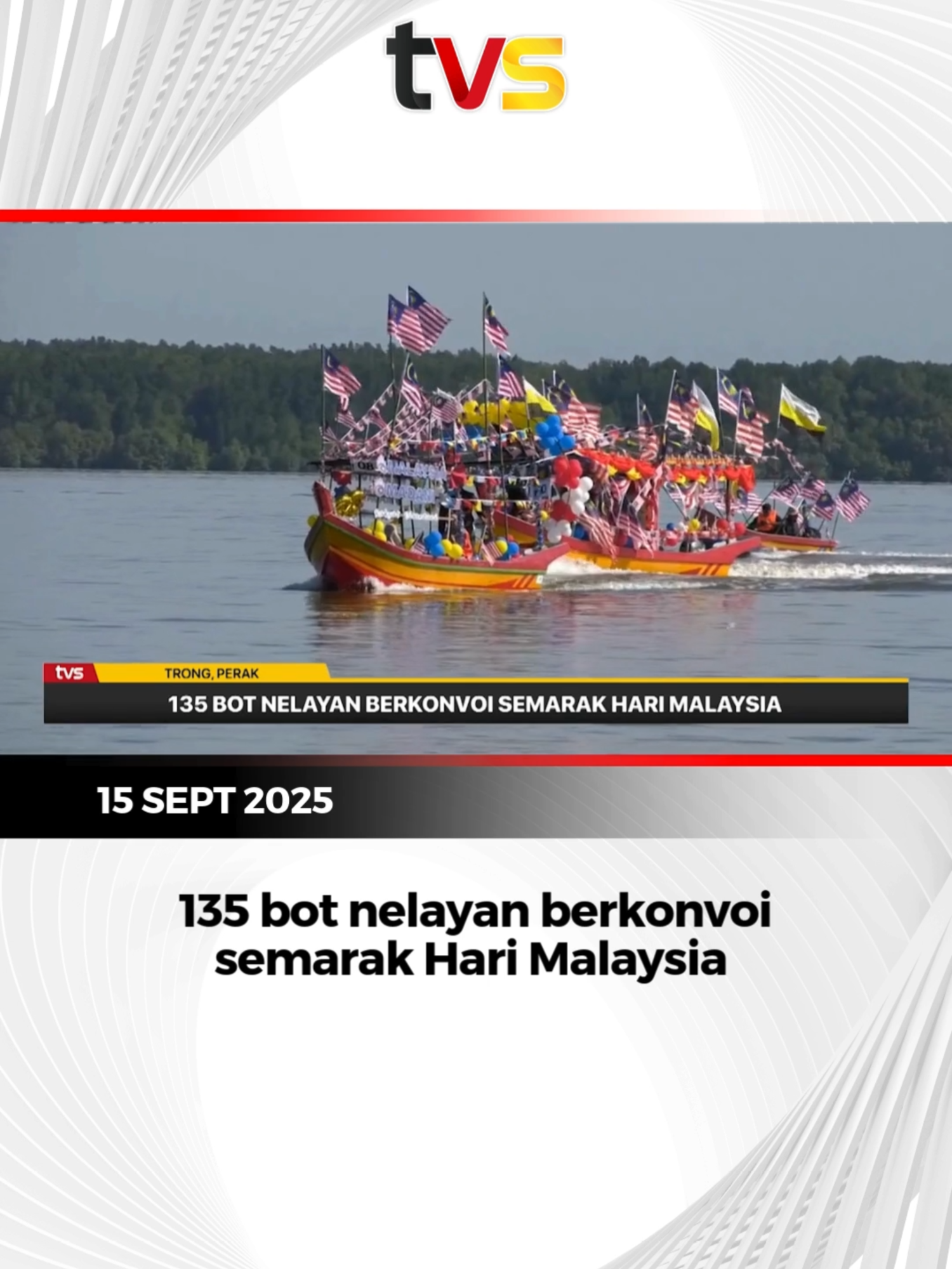 Sempena Bulan Kebangsaan dan Sambutan Hari Malaysia, nelayan di Sungai Kerang, Trong berkonvoi menghilir sungai pada Ahad. Sebanyak 135 bot dengan pelbagai hiasan menarik Jalur Gemilang menyertai perarakan itu membawa semangat merdeka. 📱 Strim live di tvsarawak.my atau di aplikasi MYTV Mana-Mana, Unifi TV dan Astro GO sekarang! #TVS122 #TVSNews #TVSarawak