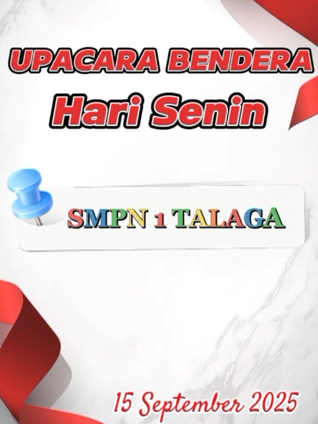 Selamat pagi, Senin! Kita mulai pekan ini dengan semangat dan tekad yang tinggi.  Kegiatan rutinan upacara bendera 15 September 2025 #smpn1talaga #nesta #upacarabendera #nkrihargamati 