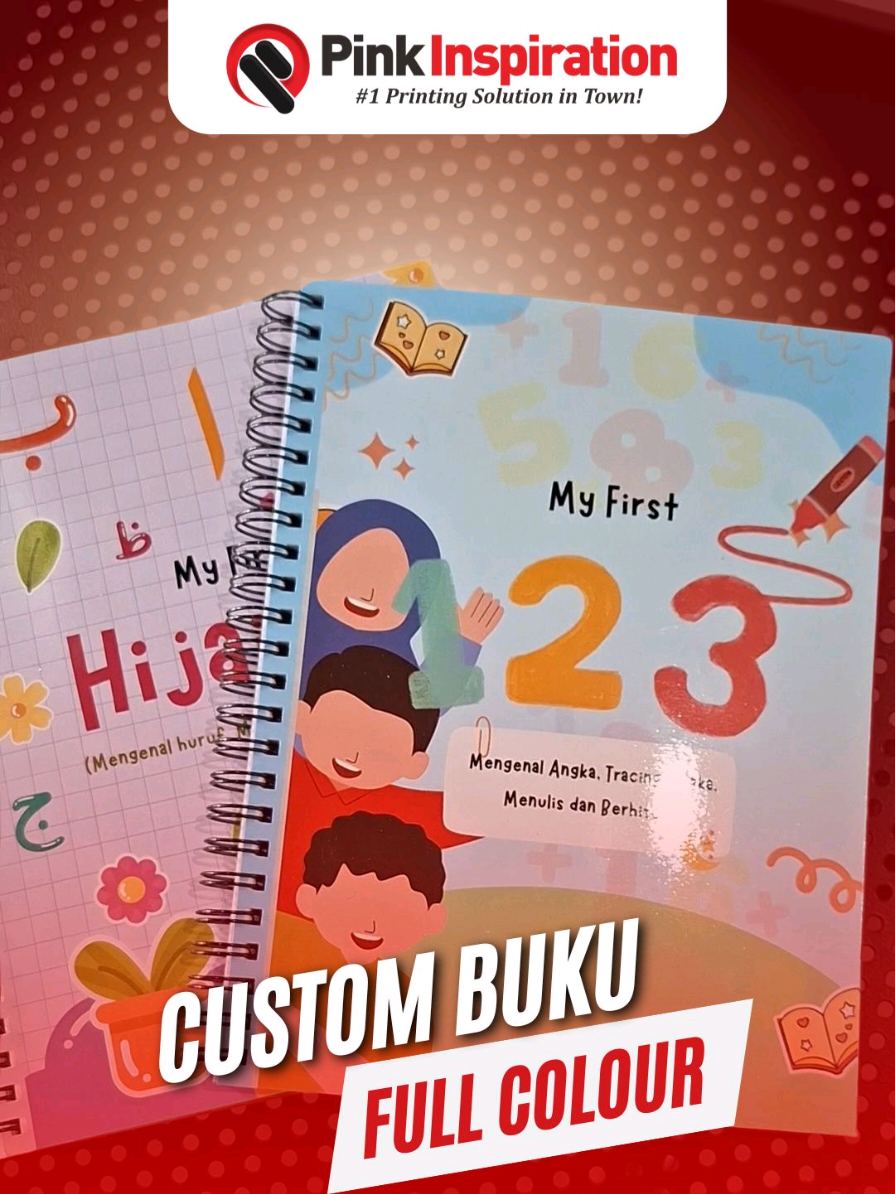 Belajar itu nggak harus bikin pusing 🤯 Kalau bukunya seru & penuh warna, anak-anak auto betah! 🌈📚 Yuk, bikin belajar lebih fun bareng cetakan full color + spiral dari Pink Inspiration ✨👉 DM sekarang buat info lebih lengkap!  #CetakBuku #BukuAnak #FullColor #CetakSpiral #PinkInspiration