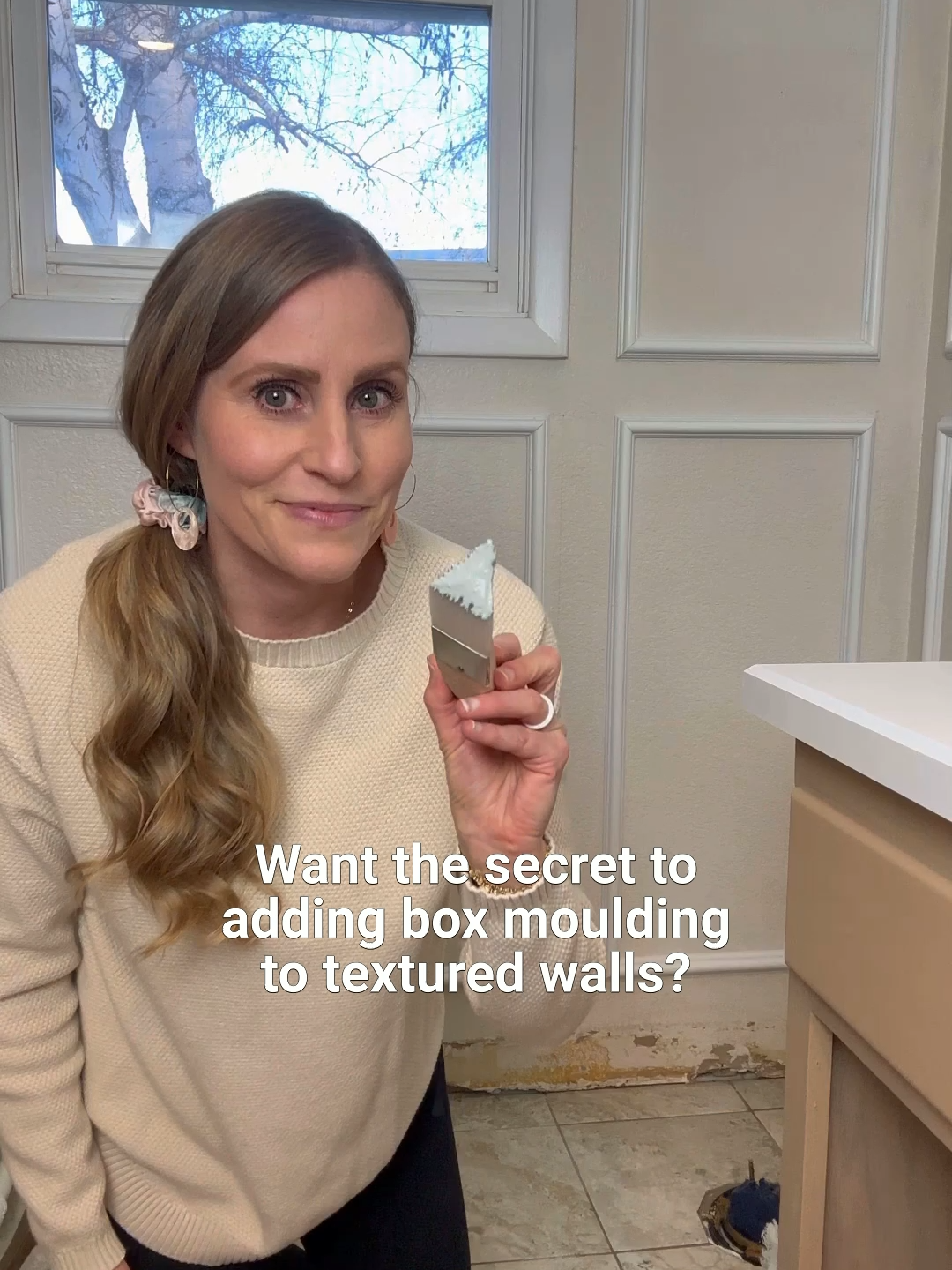 They said you CAN'T put molding on textured walls, but I said... watch me!  Here are my three essential tips that made ALL the difference! 🙌 1️⃣ Ignore the naysayers, and do it anyway! So many people told me not to attempt molding on textured walls, but I'm here to prove them wrong. Your textured walls aren't a limitation. They're just waiting for the right approach! 2️⃣ Master the caulk game for seamless results This is where the magic happens! A good caulk job makes the molding and textured wall look like they were meant to be together. I caulk both the inside and outside of every box where the molding meets the wall. It's tedious but SO worth it for that professional finish. 3️⃣ Invest in quality painting supplies  Whether you're spray painting or hand painting, good quality brushes, rollers, and paint make a huge difference on textured surfaces. I used Floetrol additive to help eliminate brush marks and get the smoothest possible finish. Don't let your wall texture stop you from creating a space you love. Sometimes you just have to ignore the 