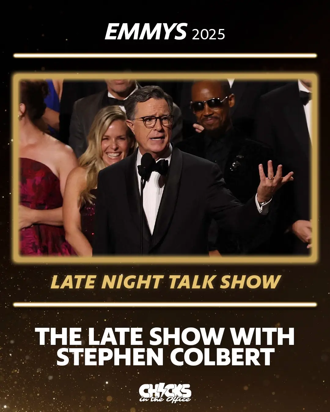 The #Emmys crowd erupted in chants for Stephen Colbert 🥹