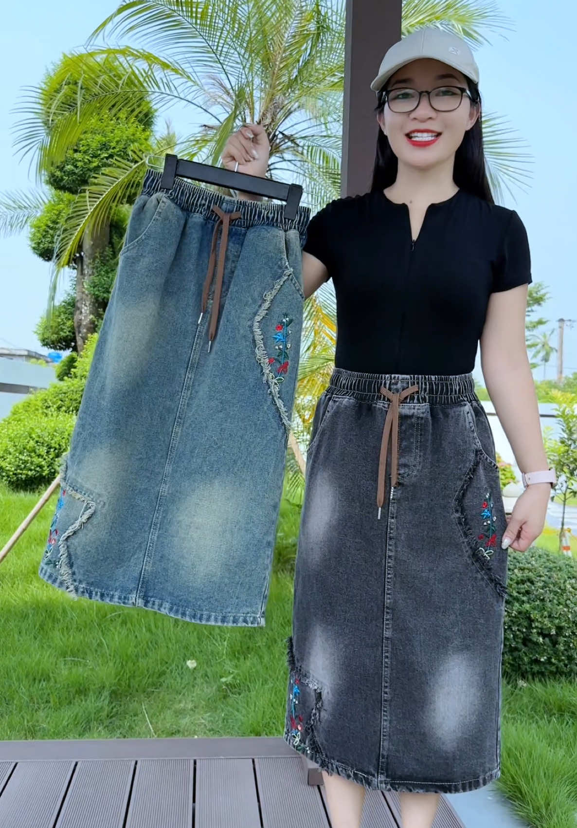 Chân váy jean mềm mát mặc lên hách dáng #lanlan93 #chanvayxinh #viralvideo #thoitrang #tiktok 
