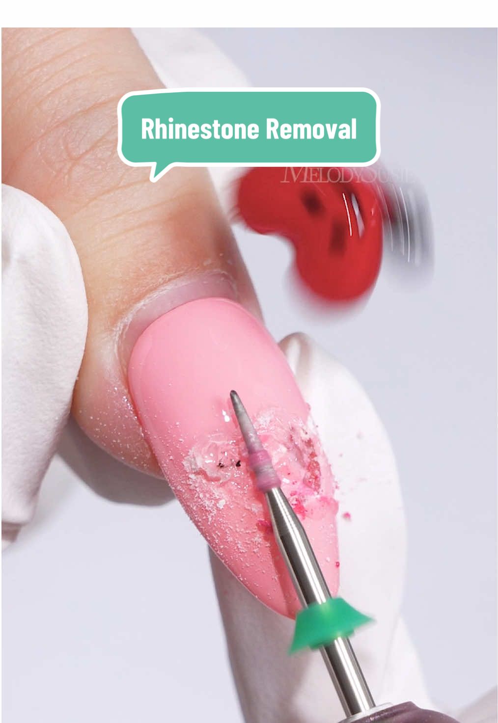 Rhinestone Removal Watch this huge rhinestone pop off safely✨ #melodysusienails #nailtutorials #nailtips #naildrill #FallFreshness
