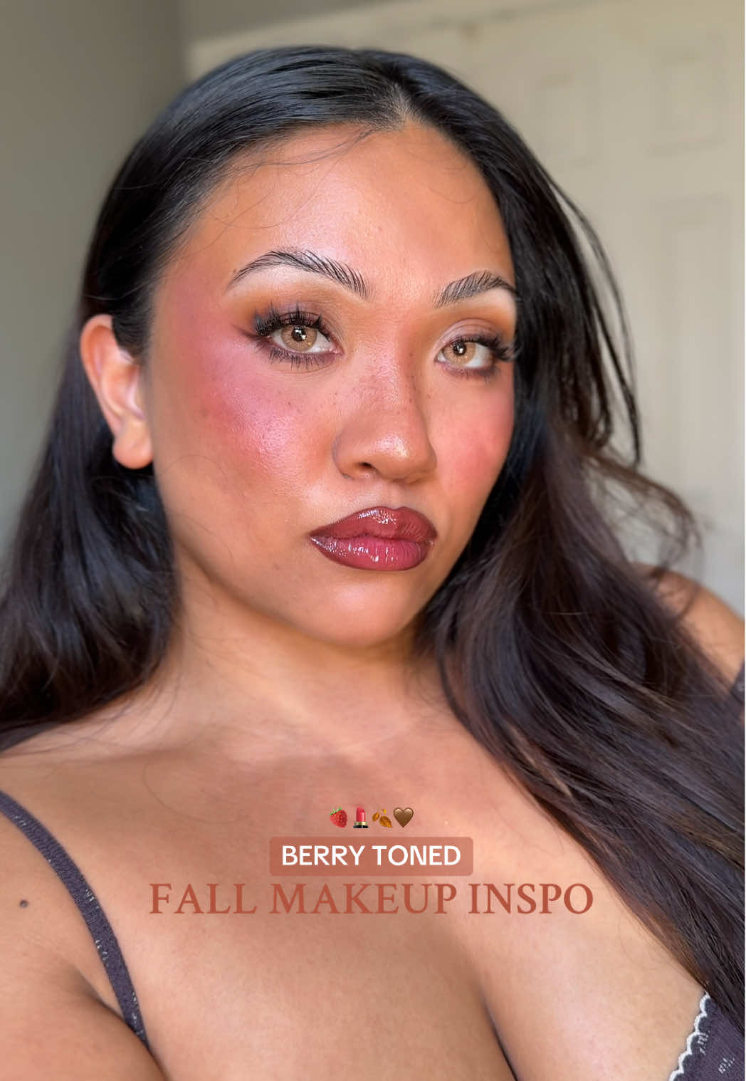 All the berry and warmer tones for fall makeup without having to do coppery-orange vibes #LanguageLearning #makeupinspo #makeuplook #fallmakeup 