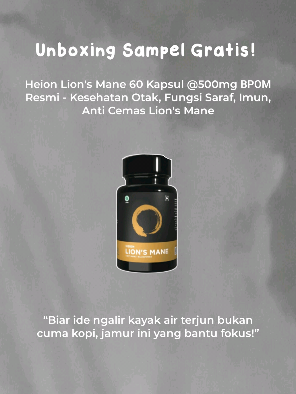 Rahasia kreatif banyak orang sukses? Bukan kopi.. ini dia kapsul jamur,Fokus naik, mood oke, energi full-cuma dengan 1 kapsul Lion's Mane.