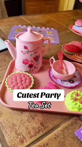 Make playtime magical with this girls tea party set. Complete with teapot, cookies, donuts, and kitchen accessories for endless pretend play fun. #teapartyset #pretendplay #kitchentoys #girlsgift #princessplay