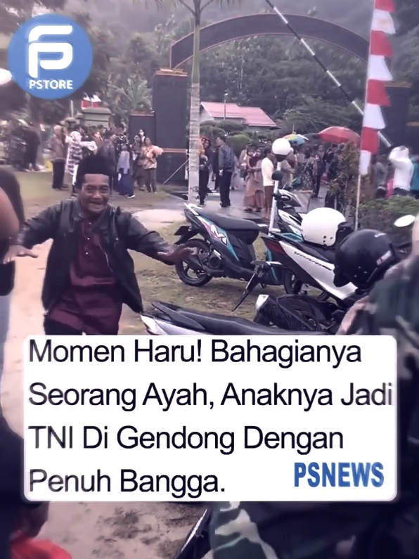 “Seorang ayah mungkin tak pernah meminta balas jasa, tapi hari ini Allah tunjukkan bahwa perjuangannya tak sia-sia. Anak yang dulu digendong kecil, kini berdiri tegak sebagai TNI 💪🇮🇩” #psnews #rayhanfirdaus🎖️ #fyp #ayah 