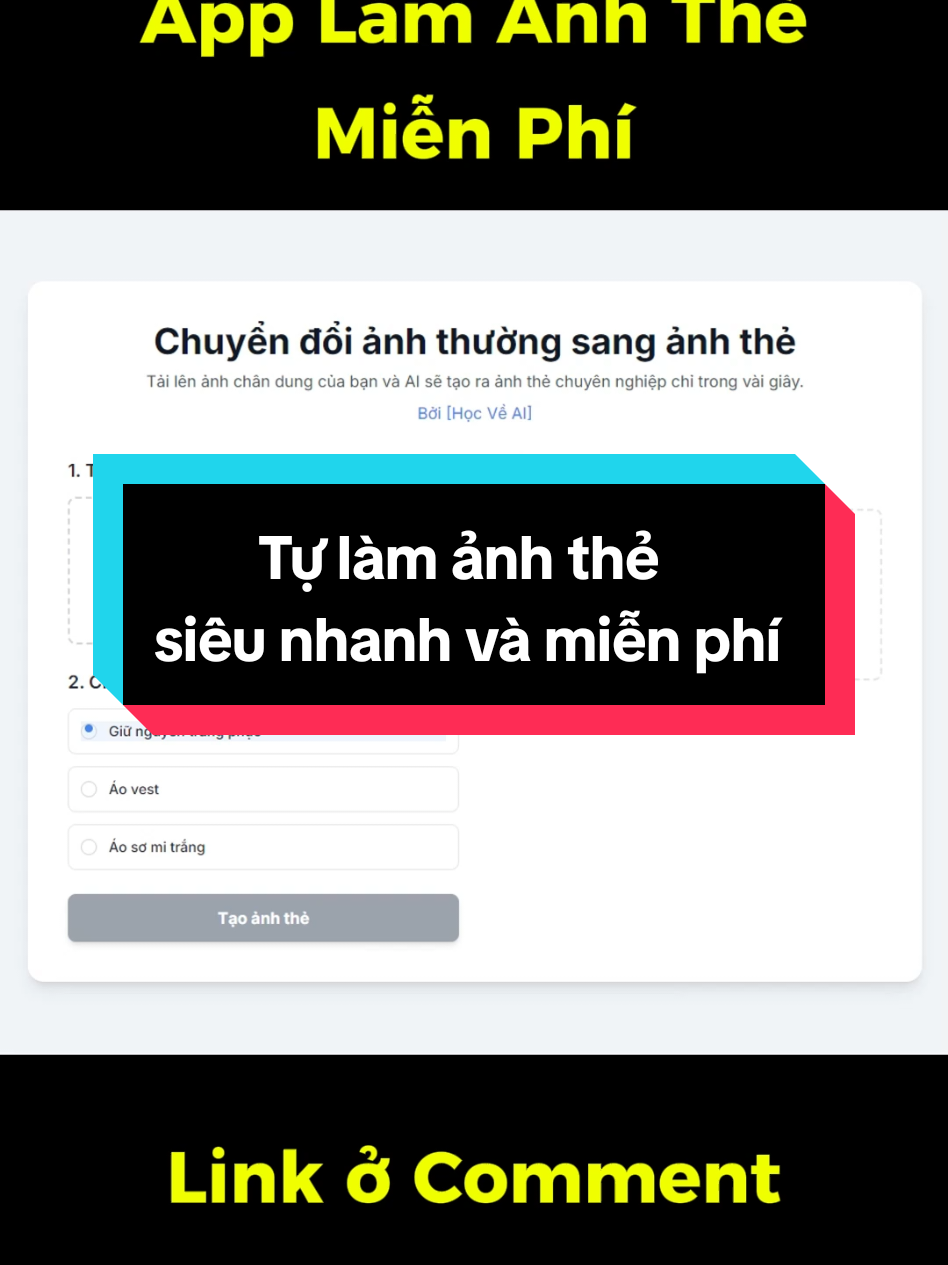 App làm ảnh thẻ bằng AI miễn phí. #hocveai #huongdanai 