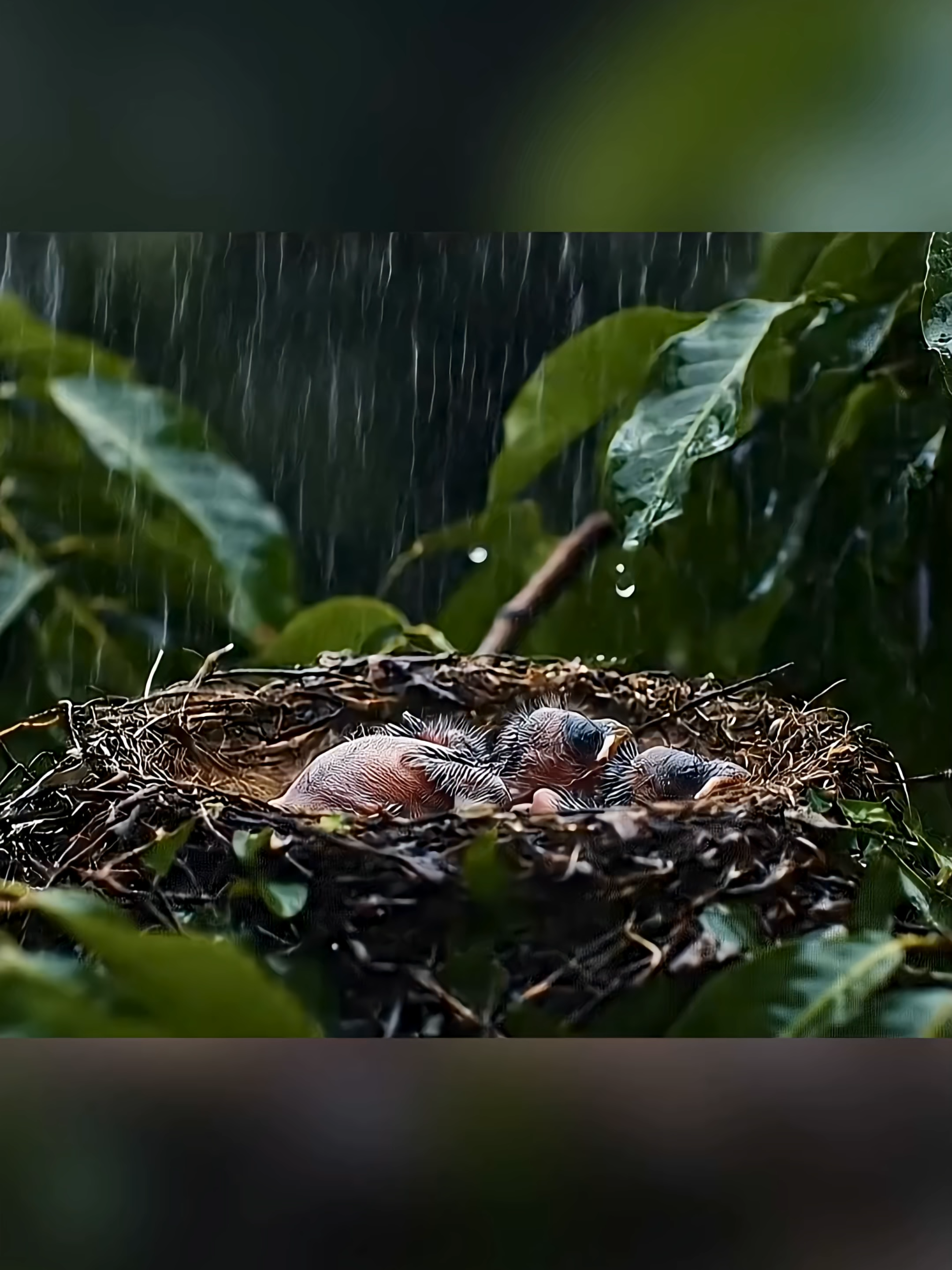 4K UHD _ Brave Bird Defends Babies from Snake in Heavy Rain