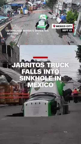 A soda delivery truck collapsed into a sinkhole in Mexico City’s most populous borough. #cnn #news #mexicocity #sinkhole