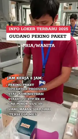 dibutuhkan karyawan baru peria dan wanita jika berminat silahkan hub nomor di bio #infoloker #gudang #peking #lowongankerja #fypシ゚viral🖤tiktok 