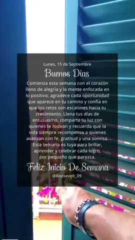 #lunes #monday #Love #life #Summer  Comienza esta semana con el corazón lleno de alegría y la mente enfocada en lo positivo; agradece cada oportunidad que aparece en tu camino y confía en que los retos son escalones hacia tu crecimiento. Llena tus días de entusiasmo, comparte tu luz con quienes te rodean y recuerda que la vida siempre recompensa a quienes avanzan con fe, gratitud y una sonrisa. Esta semana es tuya para brillar, aprender y celebrar cada logro, por pequeño que parezca.