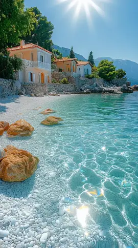 ✨ POV: You just found paradise on Earth 🌊☀️ crystal clear water, golden rocks, and the perfect Mediterranean vibes 💙 Would you stay here forever? 🏝️ #TravelGoals #HiddenParadise #BeachVibes #VacationMode #DreamDestination