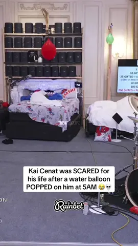 Kai Cenat was SCARED for his life after a water balloon POPPED on him at 5AM 😭💀 #kaicenat #mafiathon3 #fyp #viral #funny 