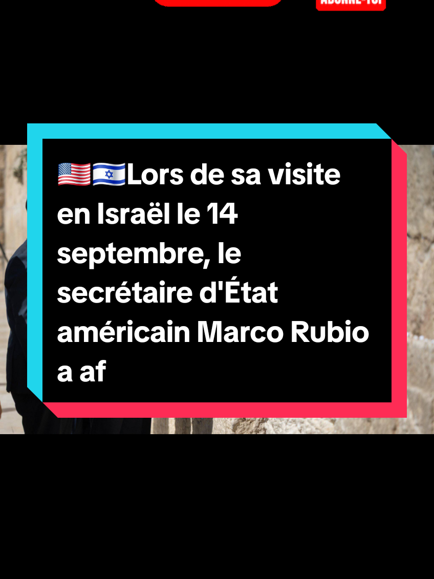 🇺🇸🇮🇱Lors de sa visite en Israël le 14 septembre, le secrétaire d'État américain Marco Rubio a affirmé le soutien ferme de Washington à son allié, malgré les critiques sur les frappes israéliennes récentes à Doha visant des responsables du Hamas. Le Qatar réunit les pays musulmans et arabes pour adopter une réponse unie contre l'État hébreu.