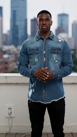 #DenimStyle #FashionTrends #HeavyweightDenim #ButtonUpShirt #DistressedDenim     
