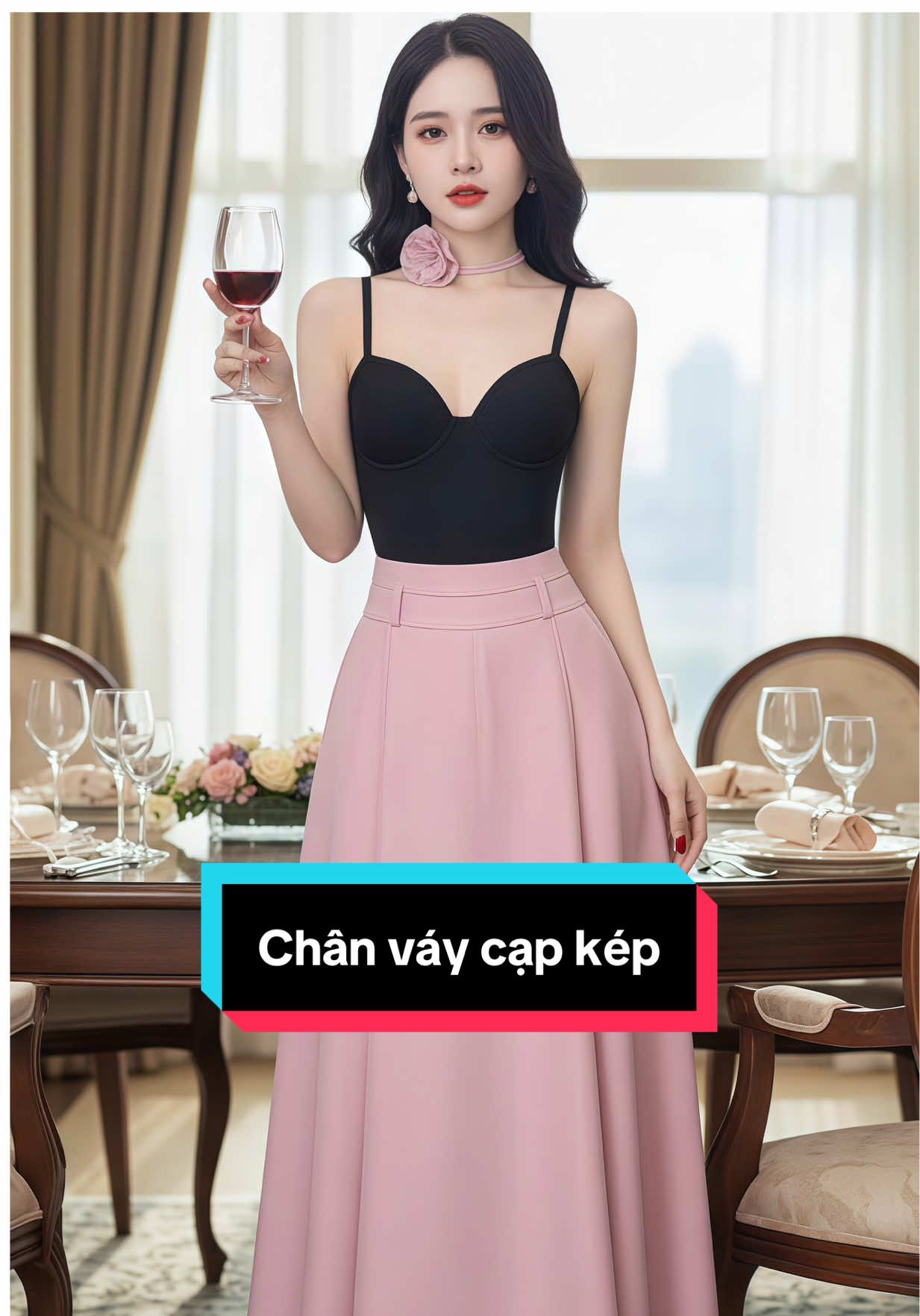 Chân váy cạp kép cao, phom xoè dài sang trọng, quý phái #chanvayxoedai #chanvaydangdai #chanvayxoe #lala #lalacloset 