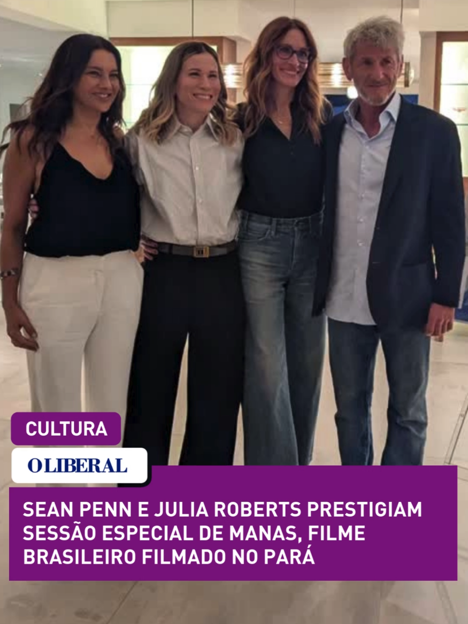 'MANAS' Os atores americanos Sean Penn e Julia Roberts receberam, neste sábado(13), membros da Academia de Cinema para uma exibição especial de Manas, filme brasileiro da diretora Marianna Brennand. A sessão ocorreu em Los Angeles, na Ross House, residência do casal John e Nancy Ross — renomados editores e mixadores de som de Hollywood, conhecidos por sediar, todos os anos, dezenas de sessões privadas de filmes de grande relevância para membros votantes da Academia e profissionais influentes da indústria cinematográfica. Saiba mais em Oliberal.com 📝O Liberal 📸Ig/fernanda_ezabella