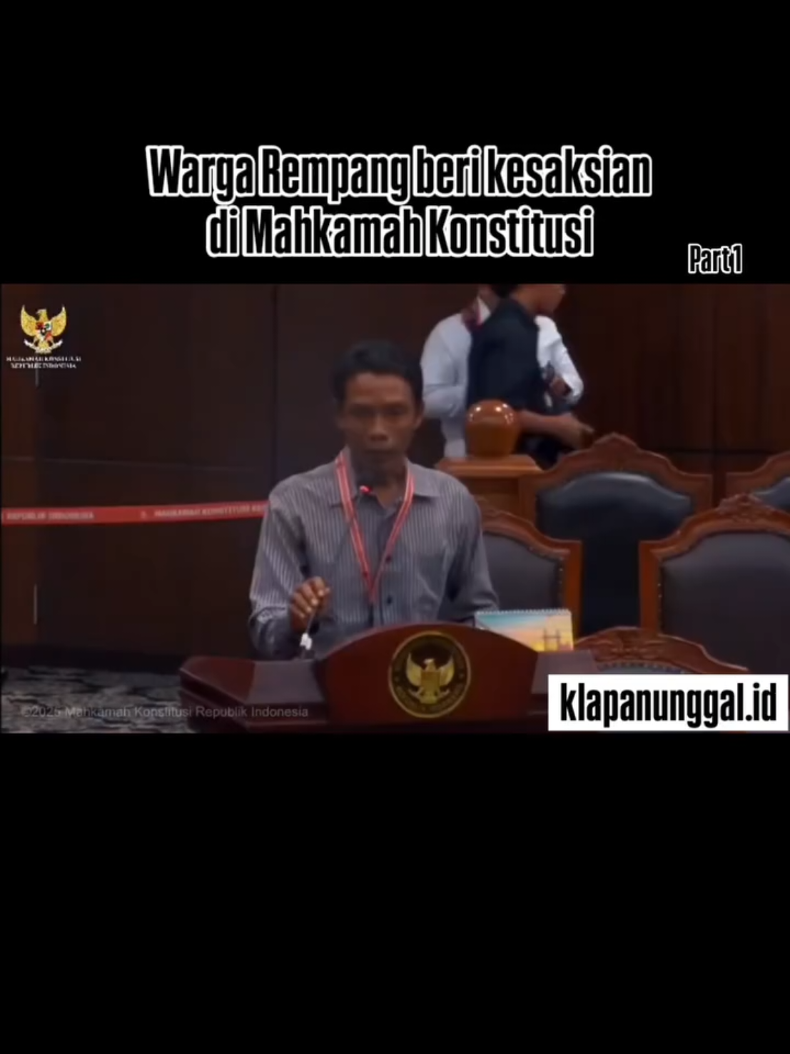 Warga Rempang Suarakan Perlawanan di MK Sidang uji materi UU Cipta Kerja di Mahkamah Konstitusi menghadirkan kesaksian Sukri, warga asli Kampung Sembulang Hulu, Pulau Rempang.  Ia menegaskan, masyarakat sudah sejahtera sebelum Proyek Strategis Nasional (PSN) Rempang Eco City masuk. “Kami turun-temurun di Rempang. Ada makam leluhur, ada sejarah, ruang hidup kami. Kami tidak mungkin meninggalkan tanah kelahiran kami,” ujar Sukri dengan suara bergetar. Sukri membantah klaim PSN menyejahterakan warga. Justru sejak masuk, kata dia, masyarakat mengalami trauma, intimidasi, hingga kriminalisasi.   7 September 2024: aparat gabungan menembakkan gas air mata ke warga, bahkan mengenai rumah dan sekolah. Korban luka-luka, dari tangan patah hingga kepala pecah, akibat bentrokan dengan aparat dan PT MEG. Warga memperingati dua tahun tragedi itu dengan pasar murah, bukti Rempang punya hasil bumi dan laut melimpah. “Dulu kami hidup aman, nyaman, tidak pernah minta bantuan negara. Setelah PSN masuk, kami tersakiti, seolah tidak dianggap,” kata Sukri.  Ahli hukum UGM Herlambang P. Wiratraman menilai PSN jelas menghilangkan ruang hidup warga. Sementara Dianto Bachriadi (ARC) menegaskan UU Cipta Kerja rawan karena menyerahkan PSN ke swasta, hanya berorientasi keuntungan.  BP Batam menyatakan menghormati proses hukum di MK dan siap menerima putusan apapun.  . Sumber: MKRI, Inilahcom . . #klapanunggal #rempang  #MKRI #PSN #EcoCity