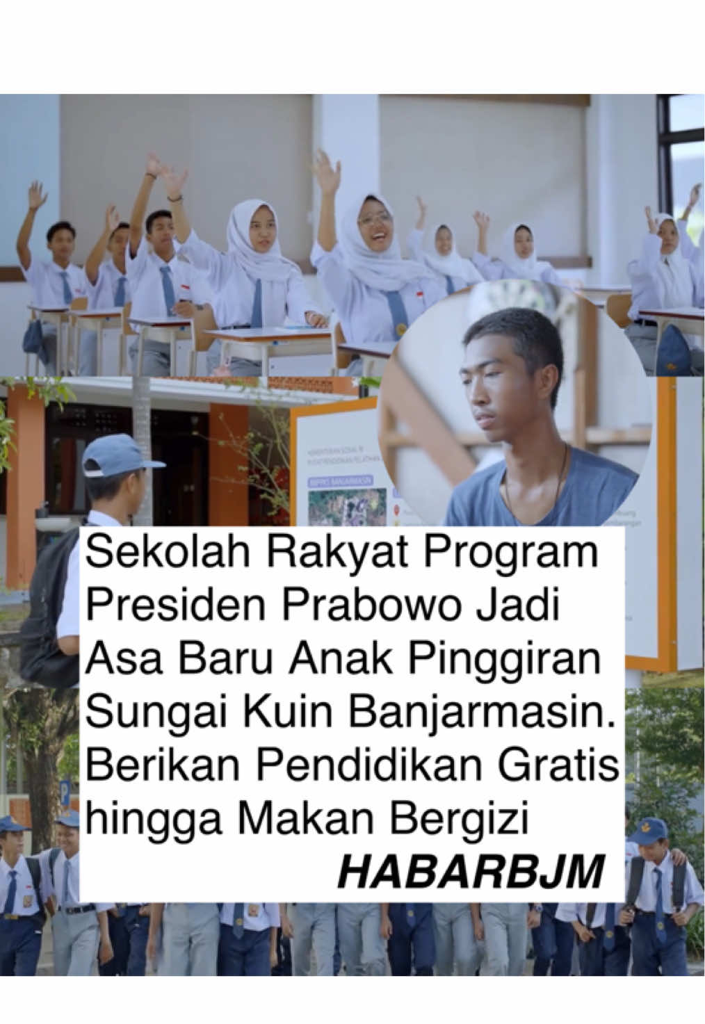 Seorang anak yang tinggal di pinggiran Sungai Kuin Banjarmasin nyaris mengubur segala mimpinya lantaran hidup dalam berbagai keterbatasan. Bahkan ia hampir tidak bisa melanjutkan pendidikan untuk mengejar mimpinya selama ini. Namun semua bayang-bayang gelap itu seolah sirna dengan hadirnya program Sekolah Rakyat yang digagas Presiden Prabowo Subianto .  Sekolah Rakyat mengubah segalanya— memberi ruang belajar yang nyaman, makanan bergizi, dan harapan baru. Video: @Kementerian Sosial RI 
