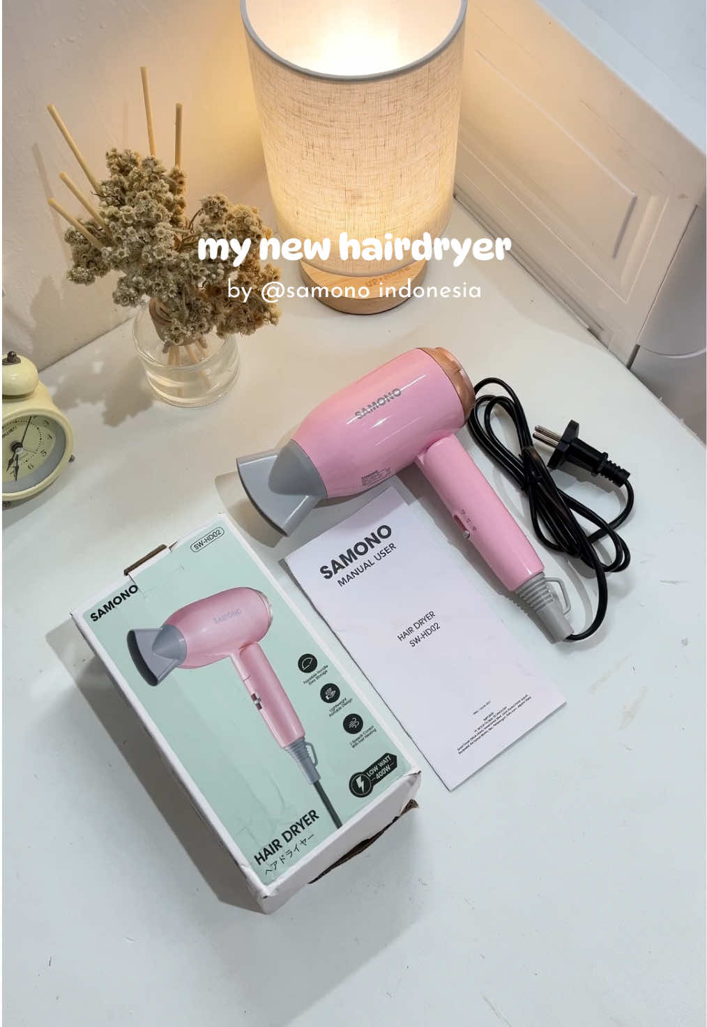 my pink hairdyer dari @samono cwakep poll😍 cepet juga buat ngeringin rambut 😍 #hairdryer #samono #pengeringrambut #hairdryermurah #hairdryerviral 
