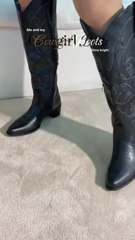 These cowgirl boots make me cool and beautiful #CowboyBoots #WesternStyle #FashionFind #countrygirl #cowgirlboots #embroiderydetails #WesternFashion #countrymusic #countryconcert 