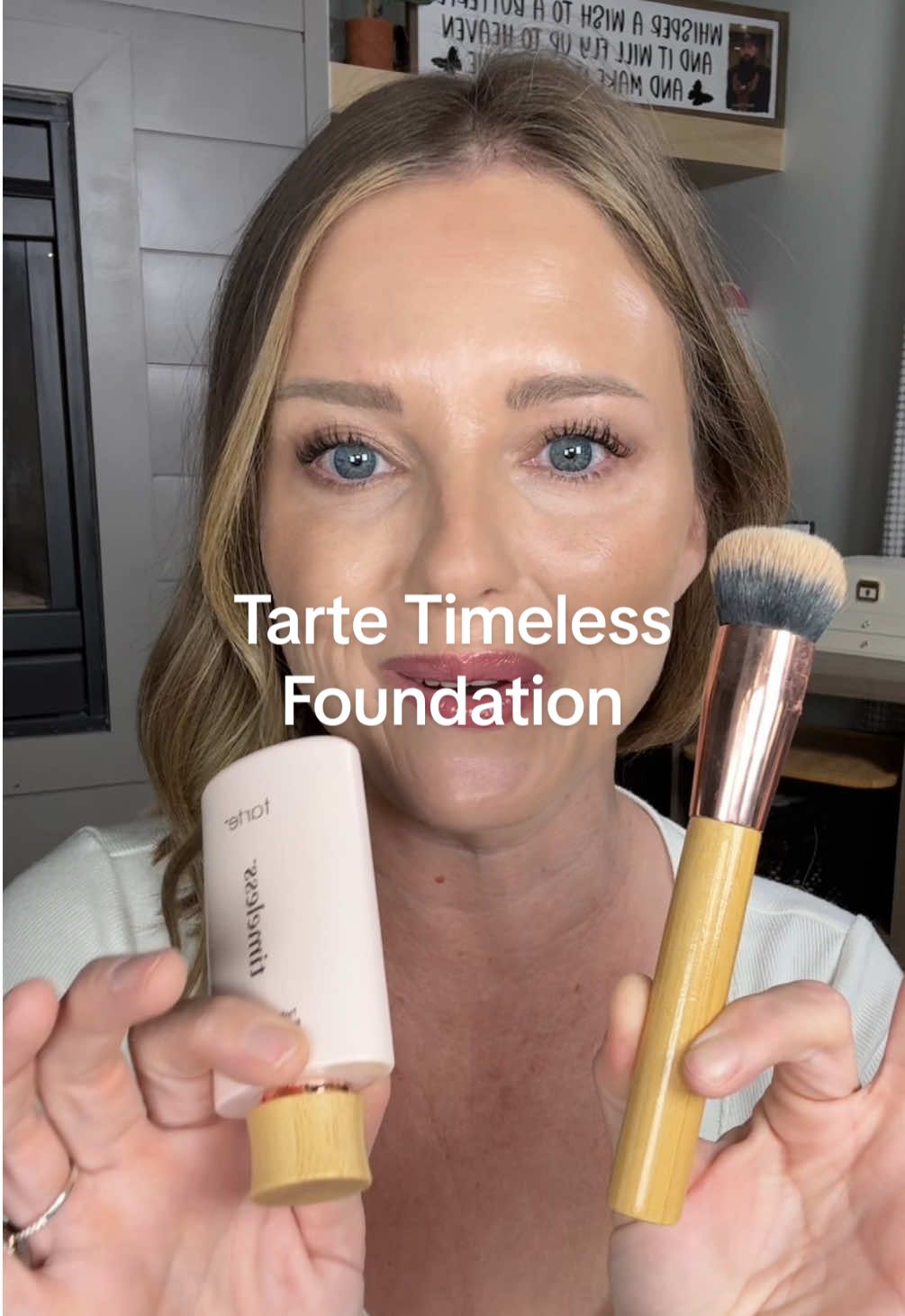Tarte Timeless Foundation. Hydration, Coverage, and a free brush! @tarte cosmetics #tartetimelessfoundation #tartecosmetics #matureskinmakeup #tartebundle #foundationroutine 