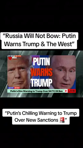Donald Trump has threatened fresh sanctions on Russia if NATO nations stop buying its oil. In response, Vladimir Putin has issued a chilling warning to Trump and the West. Putin makes it clear that Russia will not bow to sanctions and that any attempt to strangle its economy will bring global consequences. Watch this explosive moment unfold.   #Putin #DonaldTrump #Russia #NATO #Sanctions 