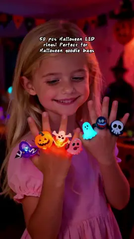 Love it 🎃😍50pcs LED Lights Halloween Ring Light Up Pumpkin🎃 #halloween #spookyseason #halloween2025 #MustHave #fyp 