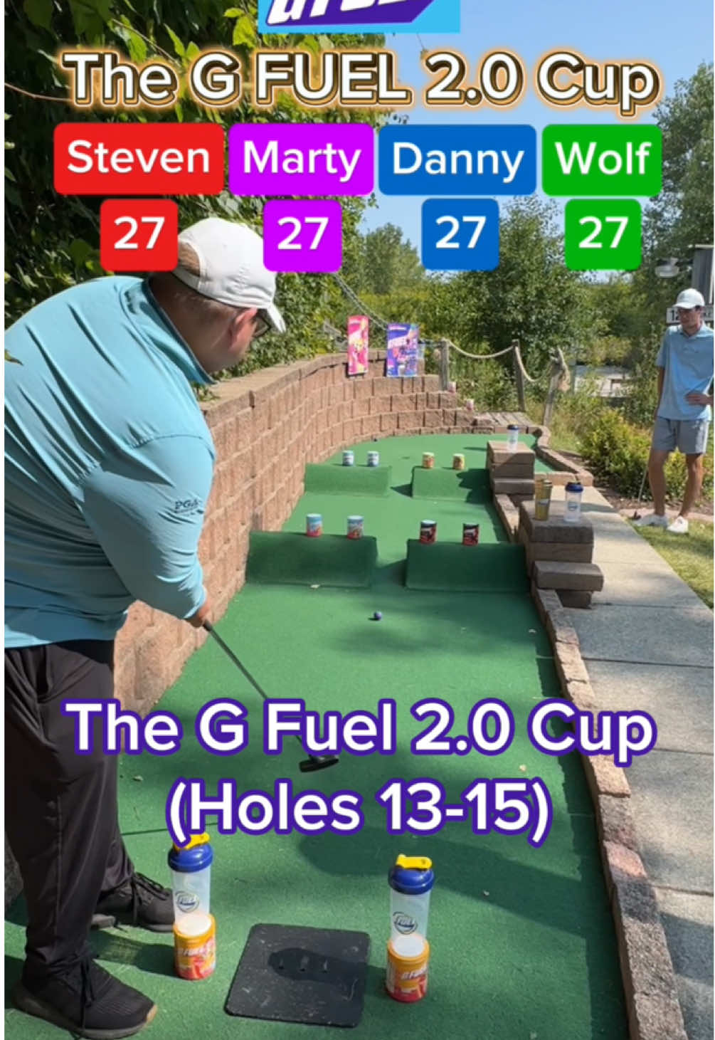 The G FUEL 2.0 Cup 🏆 18 holes (Hole 13-15) ALL TIED coming down the stretch! @G FUEL Energy #gfuelpartner #golf #minigolf  #puttputt #golftiktok #golftok #golfer #foryoupage #fyp 
