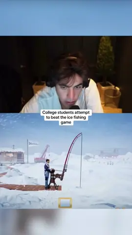 College students attempt to beat the ice fishing game #kickstreaming 
