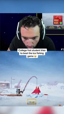 College frat student tries to beat the ice fishing game 😭 #kickstreaming