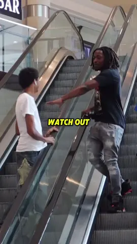 He tried to grab me💀 #escalator #prank #fyp