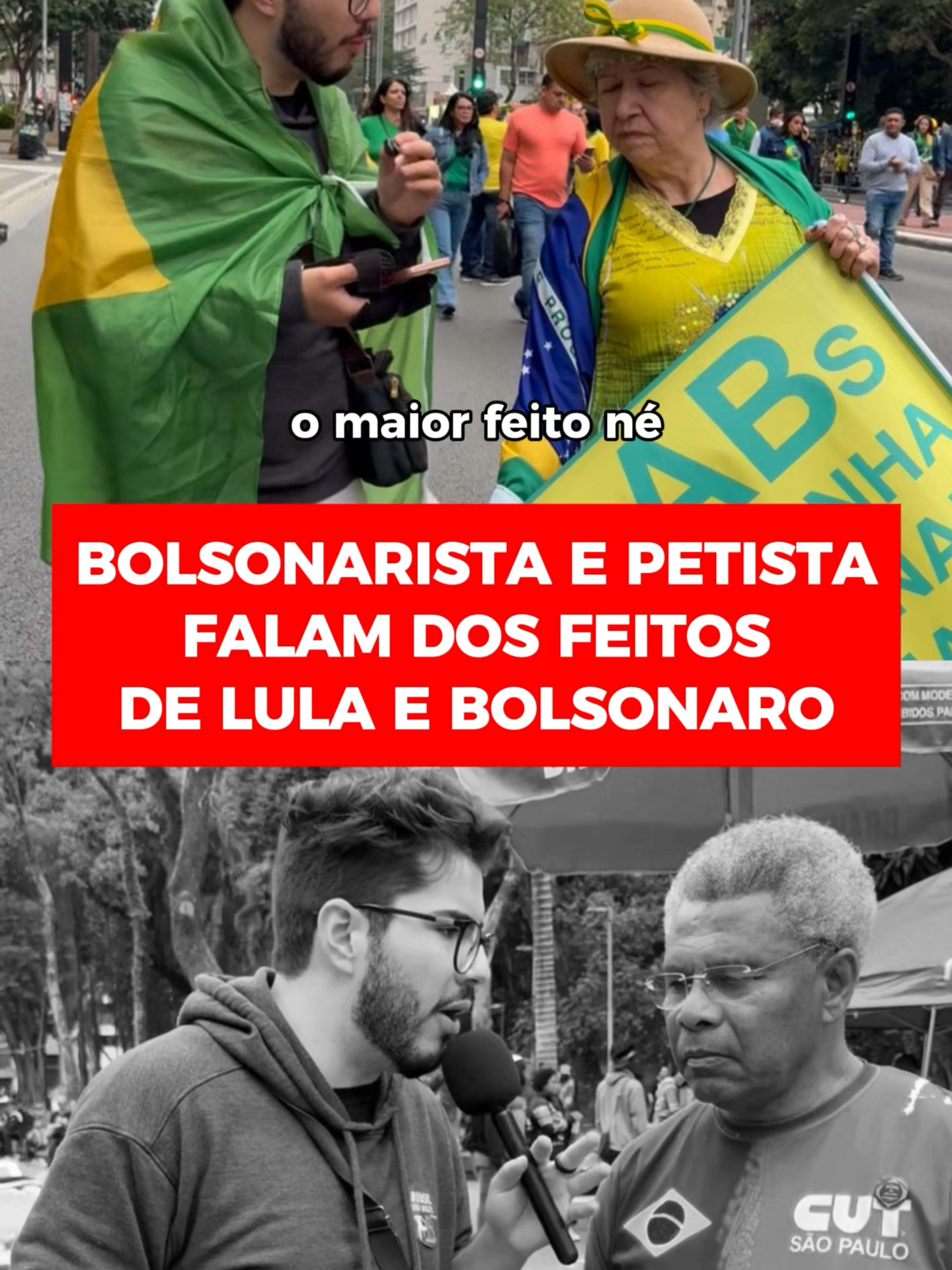 🔥 MAIOR FEITO DE CADA UM! Um bolsonarista e um petista abriram o jogo e contaram o que mais os encantou nos seus governos. 👉 E pra você, qual foi o maior feito que marcou esses períodos?