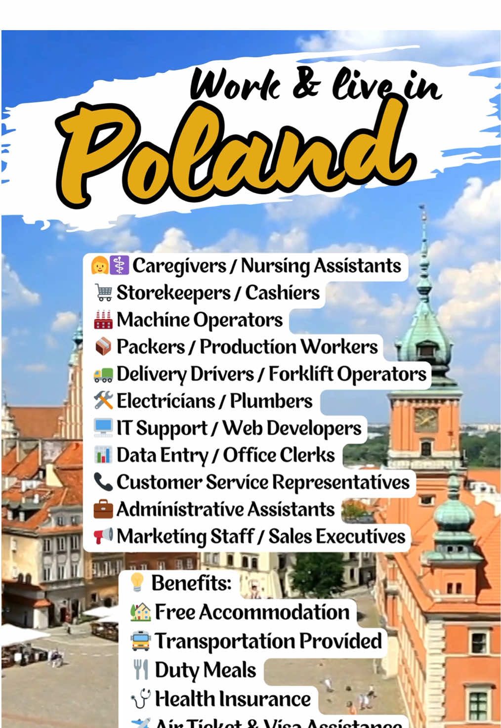 🚀 Don’t miss this opportunity to work and live in Poland! 🇵🇱 #WorkAbroad #poland #europe #GlobalOpportunities #nocopyrightinfringementintended 