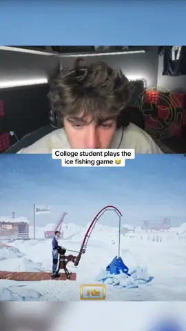 College student plays the ice fishing game 😭 #kickstreaming