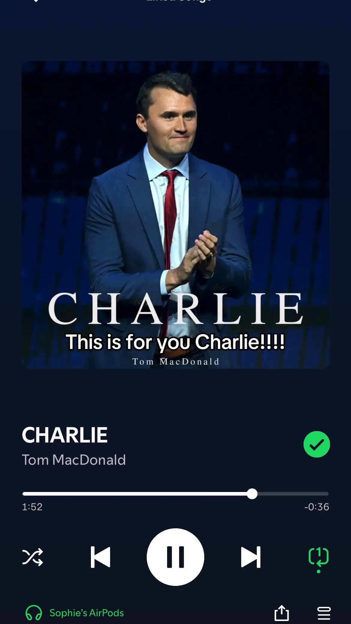 “You can’t kill freedom so this one is for Charlie” - Tom MacDonald #fyp #charliekirk #charliekirkspeech #ripcharliekirk #iamcharliekirk   